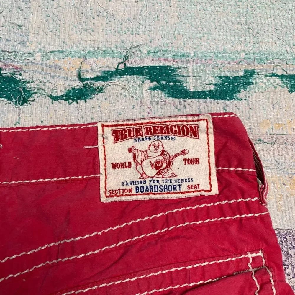 True Religion Red Size 33 Mens Big T Ricky Board Shorts Swim